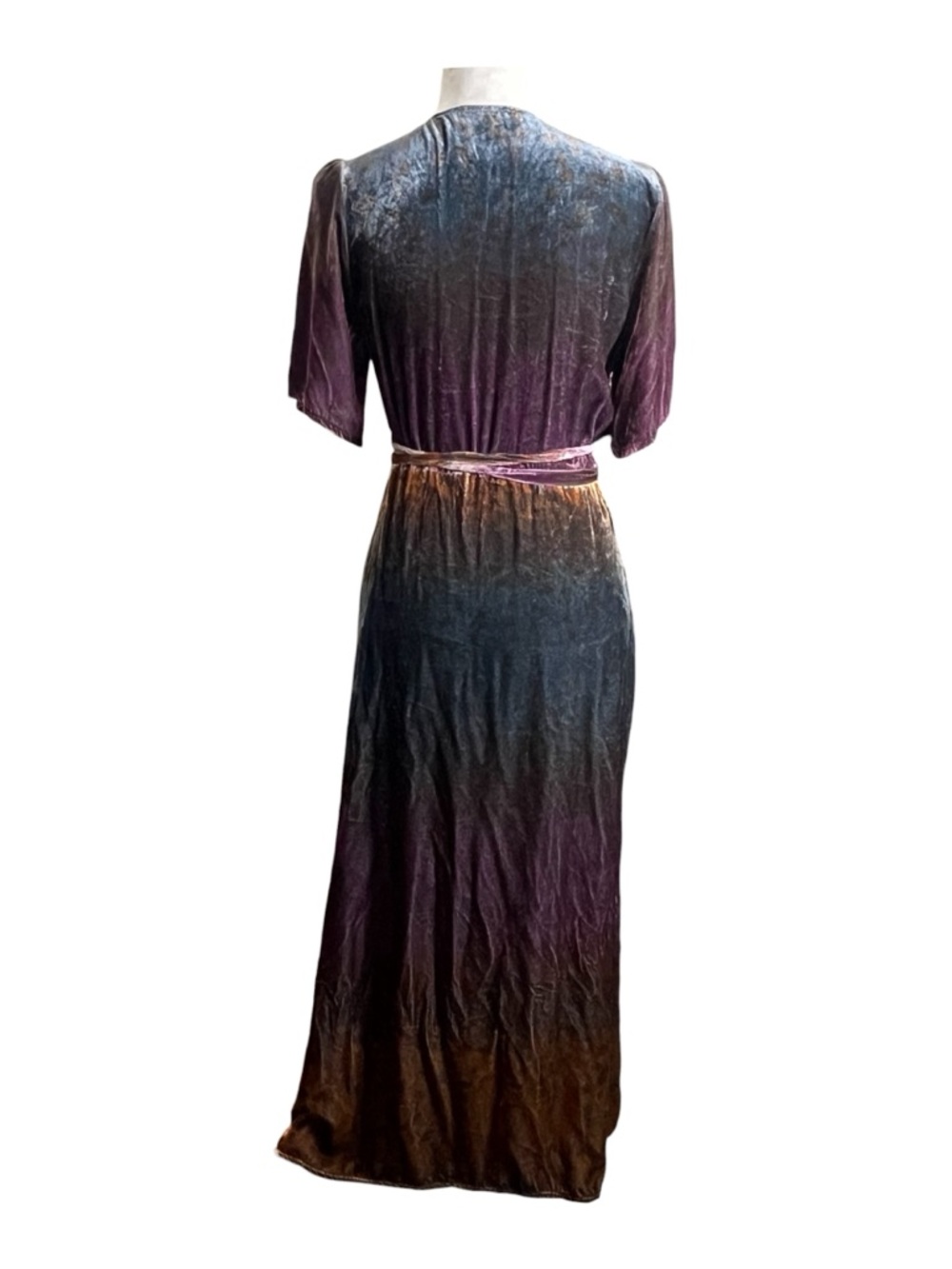 Johnny Was Ombre Cheetah Velvet Wrap Dress Women’s Small Boho Evening Glam - Picture 6 of 8